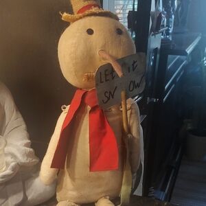 Adorable Snowman Plush with Red Scarf